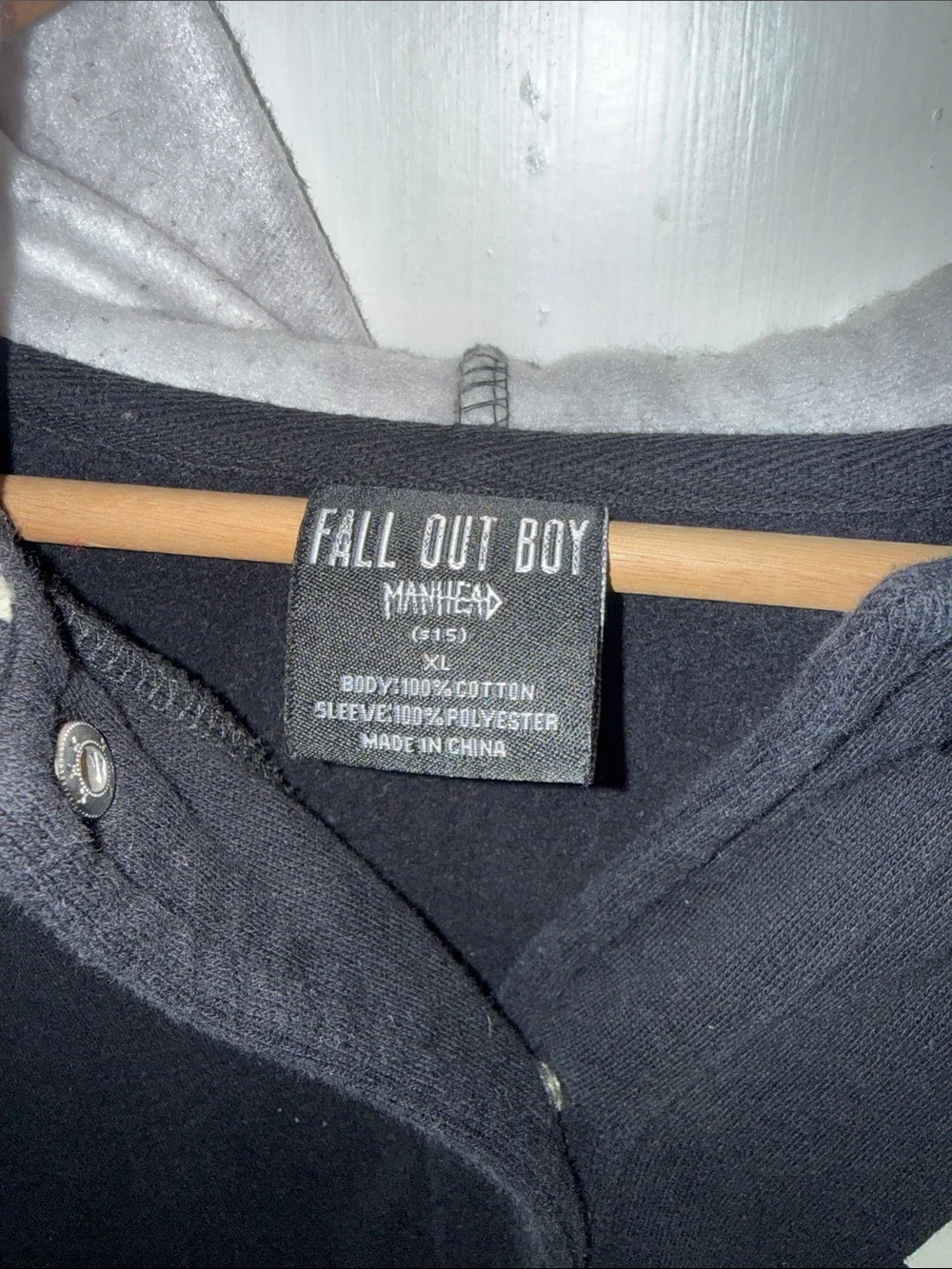 Rare Fall Out Boy Floral Sleeve Varsity Letterman Hooded Jacket Band Merch XL